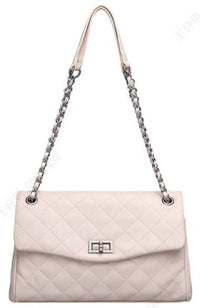 Sac bandoulière matelassé avec chaine beige Large