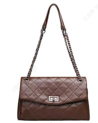 Sac bandoulière matelassé avec chaine marron Large