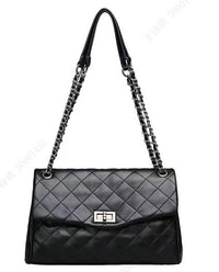 Sac bandoulière matelassé avec chaine noir Large