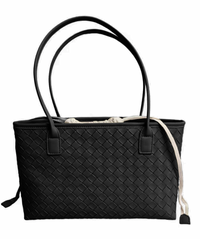 Sac cabas simili cuir entrelacé beige Women's