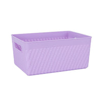 Boîte de rangmt imitation bois tressé violette gd modèle