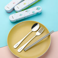 Couverts et baguettes avec boîte de rangement arbres