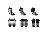 Socquettes homme rayées x6 noires Striped