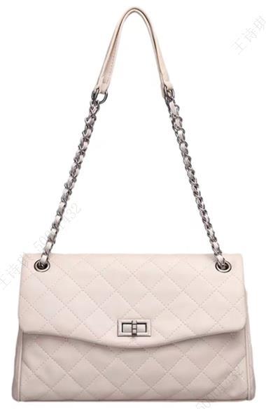 Sac bandoulière matelassé avec chaine beige Large