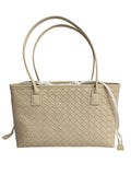 Sac cabas simili cuir entrelacé abricot Women's