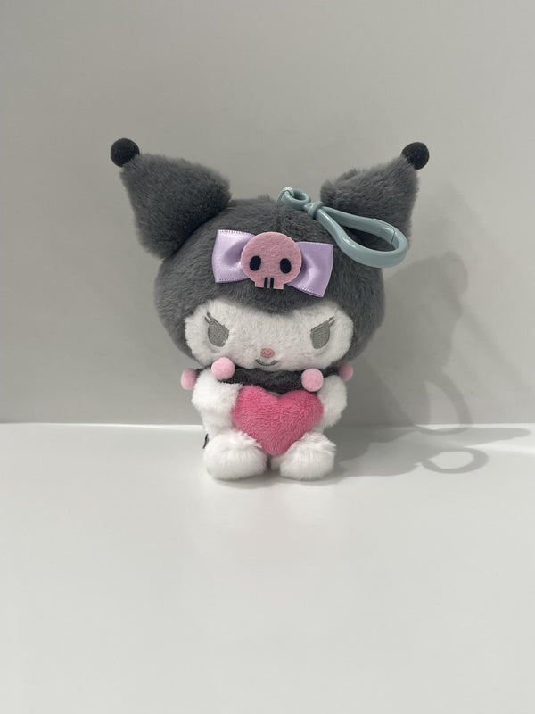 Porte clé peluche 10cm Kuromi avc cœur SANRIO