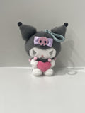 Porte clé peluche 10cm Kuromi avc cœur SANRIO