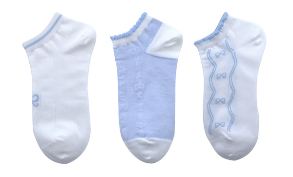 Socquettes femme bleues noeud x3 Girl Bow