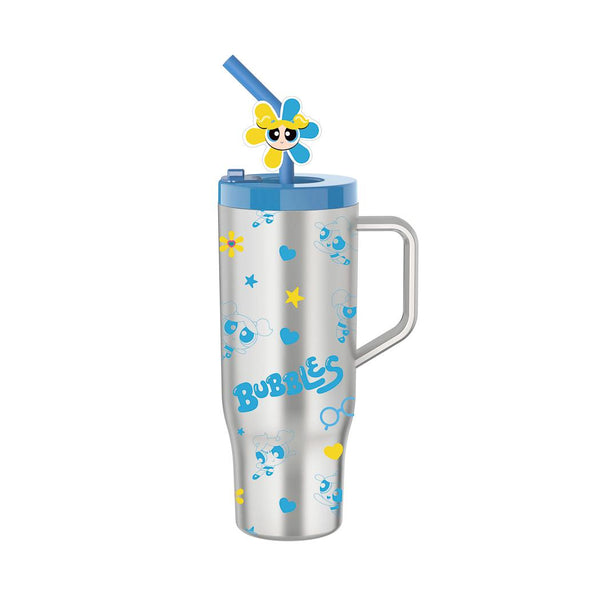 Bouteille plastique avc paille bleue 1250ml LES SUPER NANAS