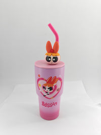 Gobelet rose acier inoxydable avec paille 900ml The Powerpuff Girls Collection