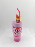 Gobelet rose acier inoxydable avec paille 900ml The Powerpuff Girls Collection