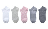 Socquettes femme roses et grises 5 paires Women's