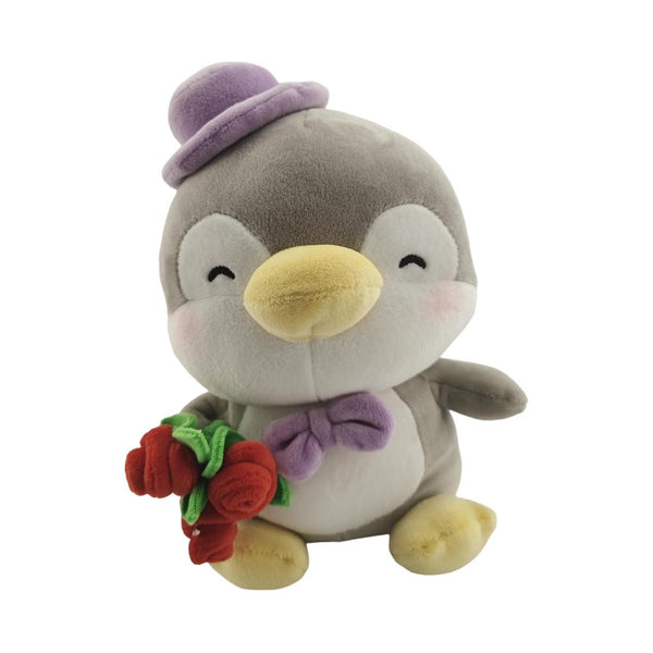 Peluche assise avec fleurs Penman 20cm MINI FAMILY