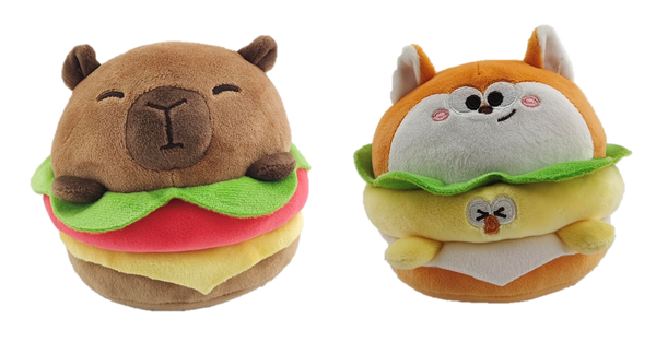 Peluche hmaburger 13cm Dundun Fox ou Capybara Hamburger