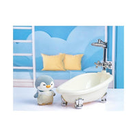 Jeux Mini ensemble petit pingouin avec sa baignoire Mini Family Flocking Series