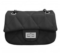 Sac bandoulière à rabat avec chaîne et motif losange noir Rhombus Pattern Series