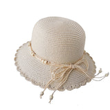 Chapeau de paille lacet & perles beige  Summer