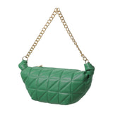 Sac épaule vert matelassé demie lune chaine Retro Soft