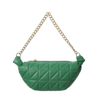 Sac épaule vert matelassé demie lune chaine Retro Soft