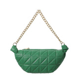 Sac épaule vert matelassé demie lune chaine Retro Soft