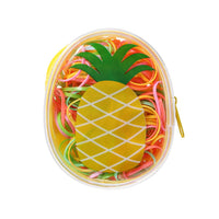 Pochette forme de fruits avec 200 élastiques à cheveux Fruit