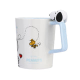 Tasse céramique avec figurine sur la poignée 300ml bleue Snoopy