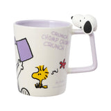 Tasse céramique avec figurine sur la poignée 300ml violette Snoopy