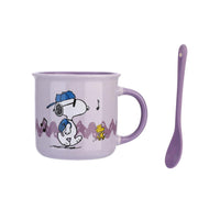 Tasse céramique violette avec cuillère 390ml Snoopy Colorful Life