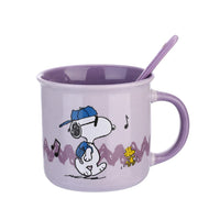 Tasse céramique violette avec cuillère 390ml Snoopy Colorful Life