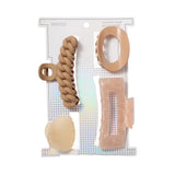 Ensemble de 4 pinces à cheveux ton beige Basic Style
