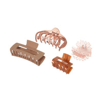 Ensemble de 4 pinces à cheveux taupe marron Basic Series