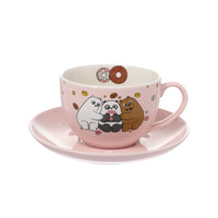 Tasse céramique dessert 240ml rose avec dessous de verre WE BARE BEARS