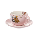 Tasse céramique dessert 240ml rose avec dessous de verre WE BARE BEARS