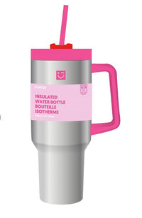 Bouteille en acier à double paroi avec poignée et paille 1 200 ml fushia Dopamine Series