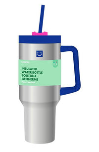 Bouteille en acier à double paroi avec poignée et paille 1 200 ml bleue foncé Dopamine Series