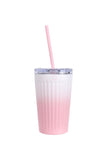 Bouteille en acier à double paroi dégradée avec paille 500ml Sakura Pink Series