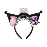 Serre tête Kuromi avec oreilles et fleurs Sanrio