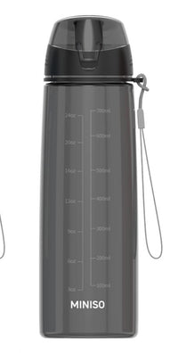 Bouteille plastique Tritan couvercle et sangle 820 ml noire Minimaliste Series