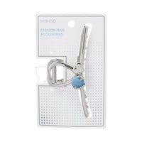 Pince à griffes  métal avec cœur et bouton bleu Korean Series