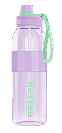 Bouteille plastique sport avec paille et sangle 1000 ml violette Outdoor Series