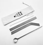 Set de 7 pailles blanches et son pochon de rangement  Black & White Collection