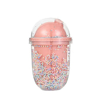 Gobelet plastique double paroi avec paille rose 350 ml Cute Bubble Series
