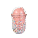 Gobelet plastique double paroi avec paille rose 350 ml Cute Bubble Series