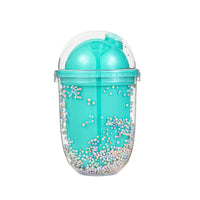 Gobelet plastique double paroi avec paille vert 350 ml Cute Bubble Series