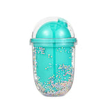 Gobelet plastique double paroi avec paille vert 350 ml Cute Bubble Series
