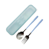 Ensemble de couverts portables fourchette et cuillère bleu Solid Color Series