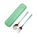 Ensemble de couverts portables fourchette et cuillère vert Solid Color Series