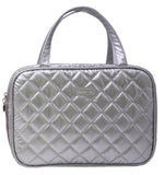 Trousse à maquillage portable argentée Bowknot Series