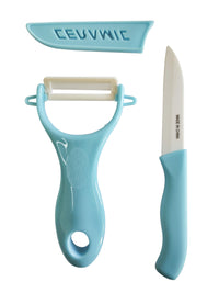 Ensemble de couteaux et éplucheurs céramique bleu Household Series