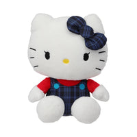 Peluche motif à carreaux bleus 25 cm en position assise Hello Kitty Changing Color Series